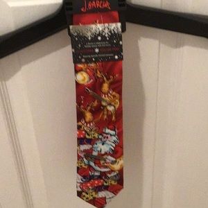 Jerry Garcia Christmas tie Santa & Reindeer playing guitars.$9